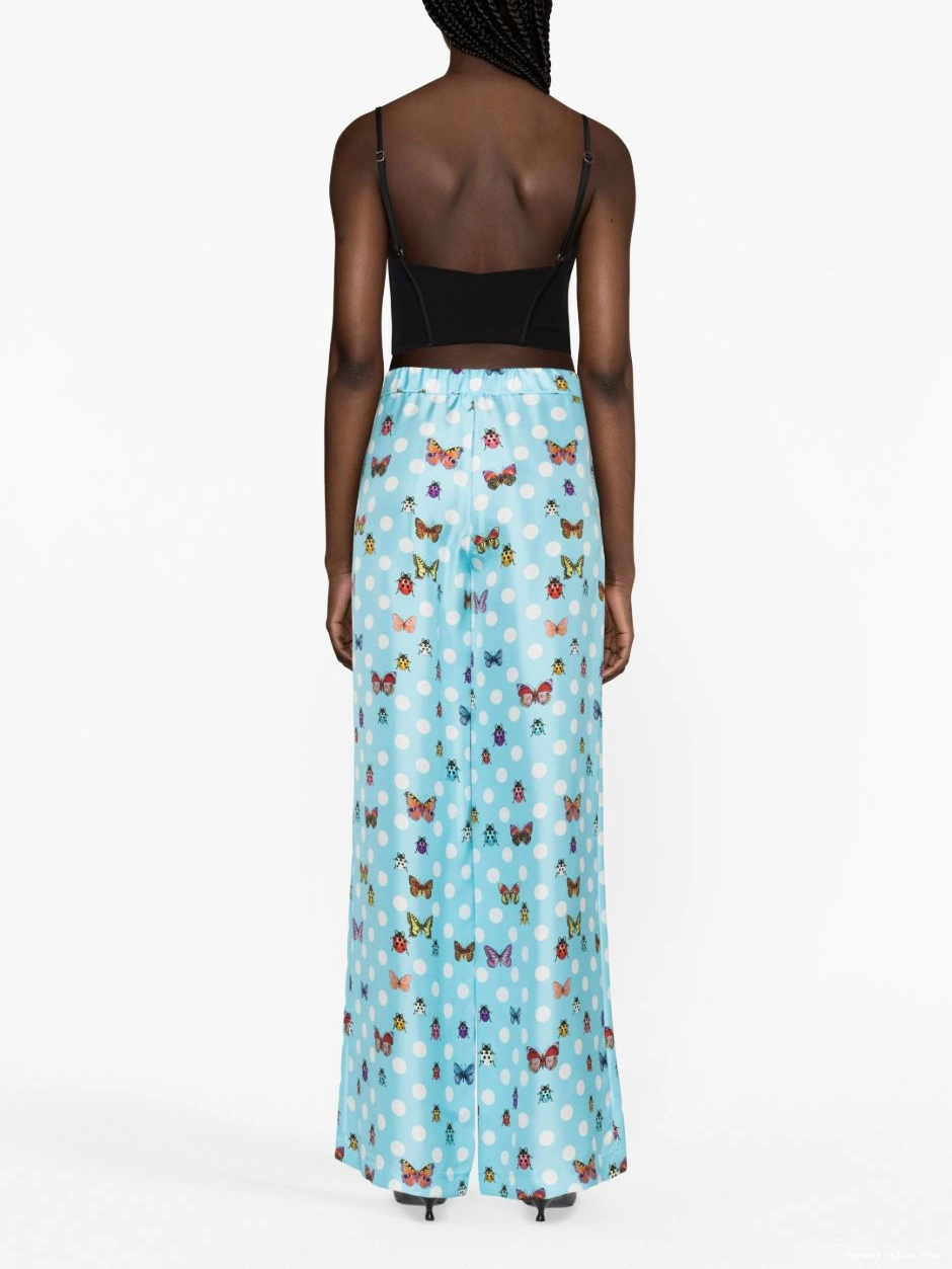 Affordable Butterflies wide-leg silk trousers Versace Women 0404